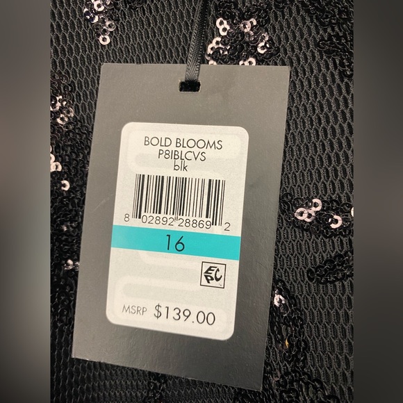 DKNY Black Bold Blooms Sequined Dress MSRP $139 🆕 - Picture 8 of 8